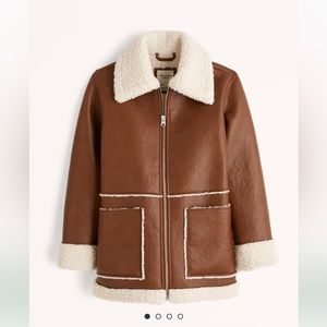 Sherpa-Lined Vegan Leather Shearling Jacket NWT